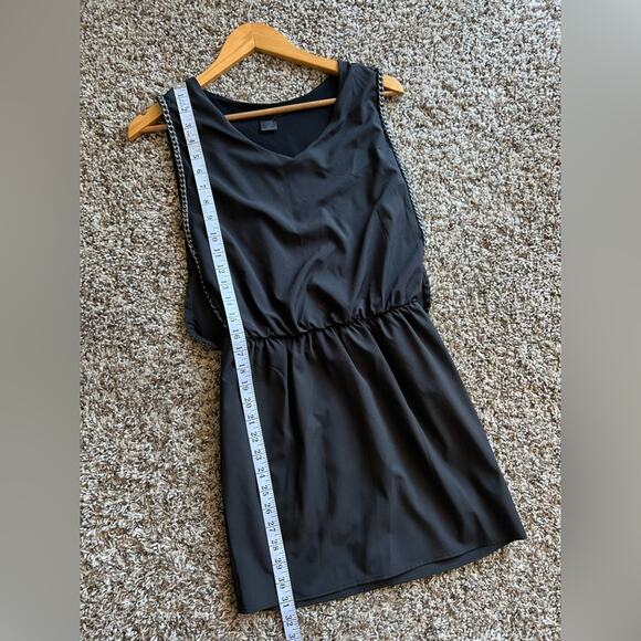 Aqua‎ black mini dress with chain sleeve trim size XS Neutral Party Club - Picture 6 of 7